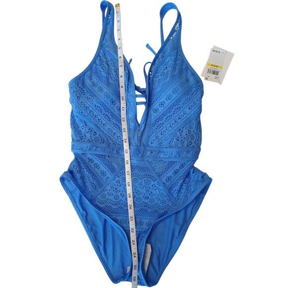 Color Play Plunge One Piece Swimsuit Color Corn Flower Size Medium NWT - Picture 5 of 9